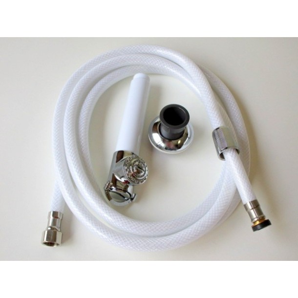 Douchette à bouton en laiton chromé et plastique Douchette à bouton en laiton chromé et plastique