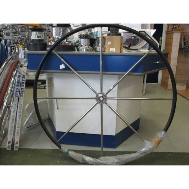 Barre à roue avec manche cuir noir 106cm pour voilier.