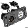 Prise allume cigare + double USB noire 12 volt.