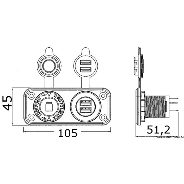 Prise allume cigare + double USB noire 12 volt.