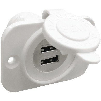 Double prise USB blanche 