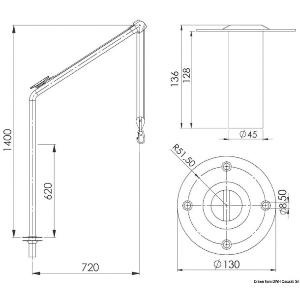 Paire de Bossoirs en inox pour soulever les annexes jusqu'à 120KG.