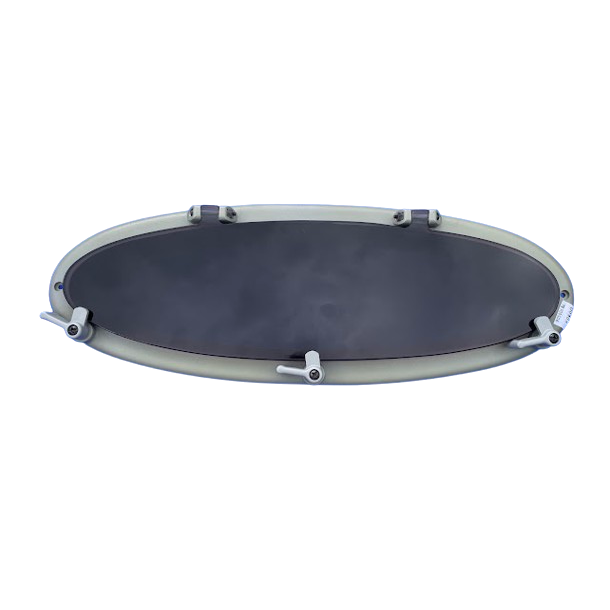 Hublot ovale plastique avec filet 525 x 190 mm.