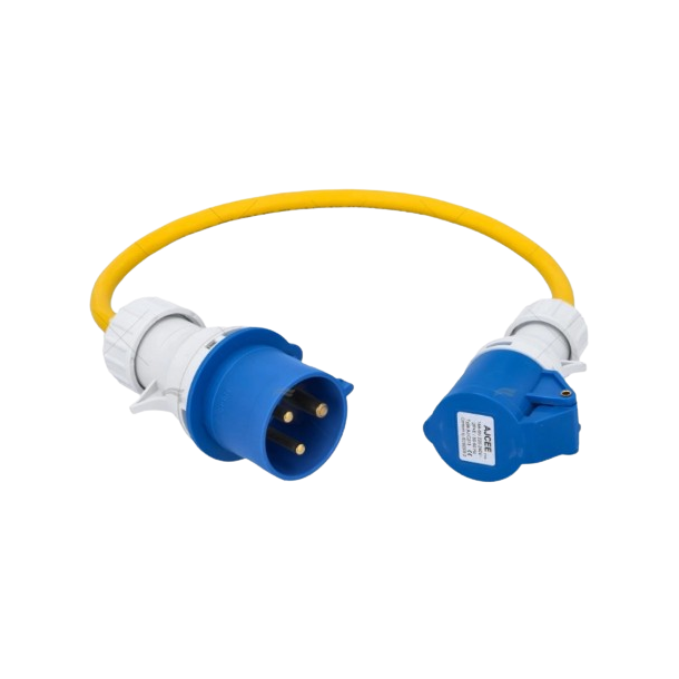 Adaptateur de prise CEE 17 femelle 16A vers mâle 32A.