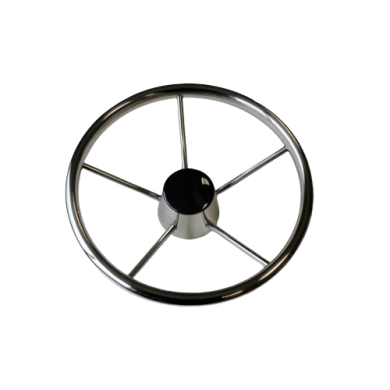 Volant en inox poli miroir 5 branches avec couronne ovalisée.