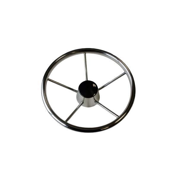 Volant en inox poli miroir 5 branches avec couronne ovalisée.