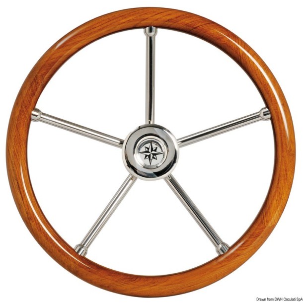 Volant avec couronne en teck 350 mm Volant avec couronne en teck 350 mm