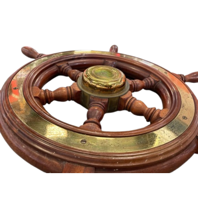 Barre à roue en bois cerclage laiton Ø 40 cm