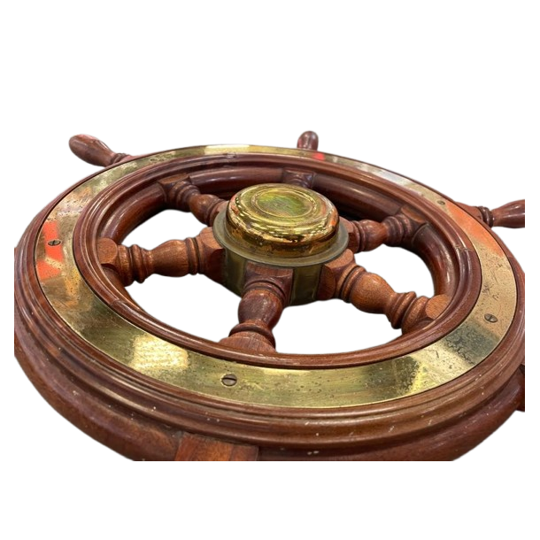 Barre à roue en bois cerclage laiton Ø 40 cm