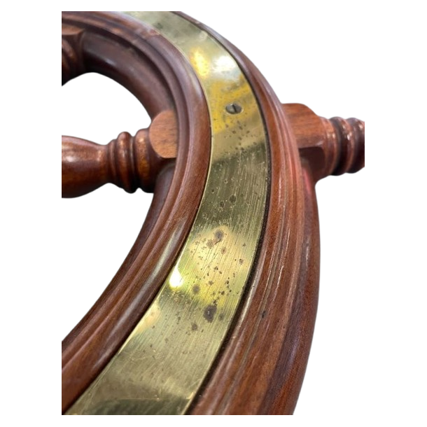 Barre à roue en bois cerclage laiton Ø 40 cm