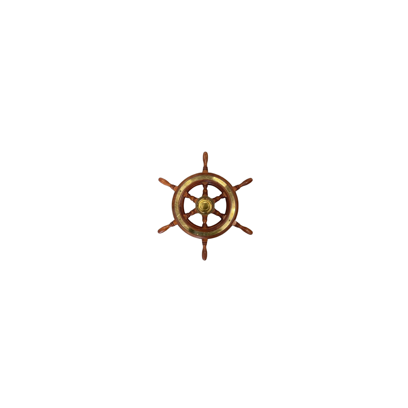 Roue De Bateau En Bois Massif 45,7 Cm Avec Ancre Et Poignées En Laiton - Décoration Murale Vintage