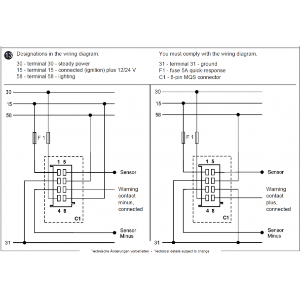 Jauge de niveau de carburant Ø52 - Ligne VSG 12 V 90-10 ohms