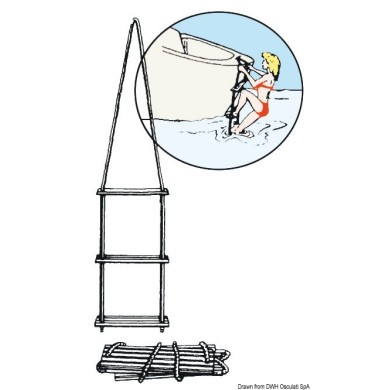 Echelle de secours corde nylon bleu 4 ou 5 marches  pour bateau