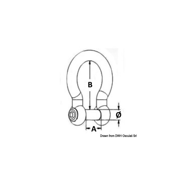 Manille lyre inox 6 pans Ø10 mm