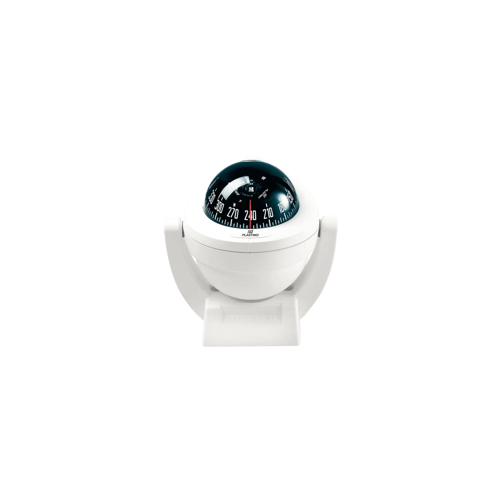 Compas Offshore 75 blanc avec rose noire + étrier Plastimo