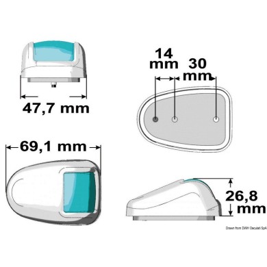 Feu de navigation Orions Bâbord en Inox 112,5° 