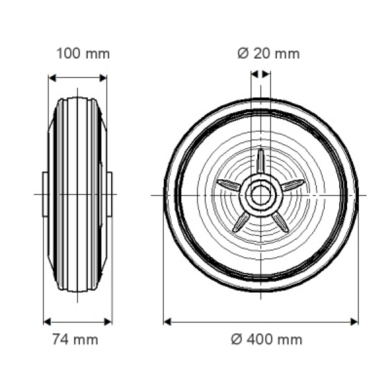 Roue PPR 400X100 Alésage Ø20 mm