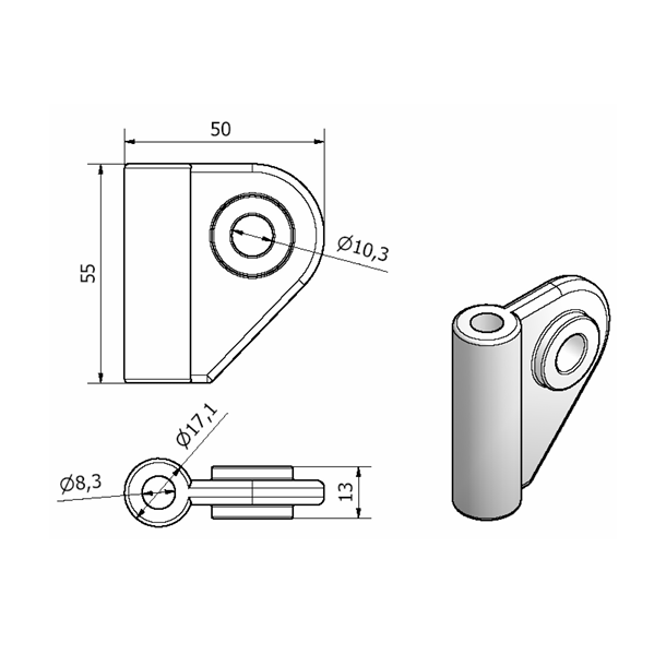 Platine et noix pour hale bas rigide Z551