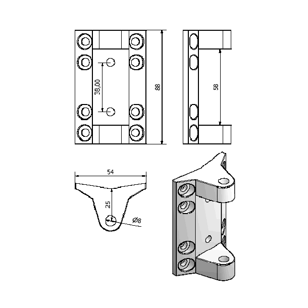 Platine et noix pour hale bas rigide Z551 Z Spars