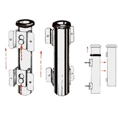 Porte-canne à pêche mural démontable en Inox 250 mm