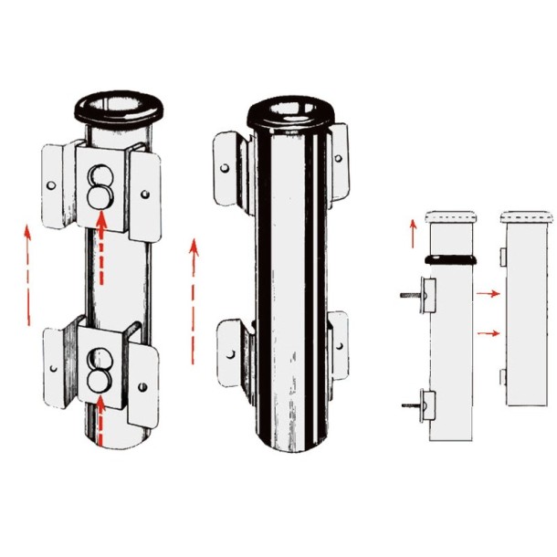 Porte-canne à pêche mural démontable en Inox 250 mm