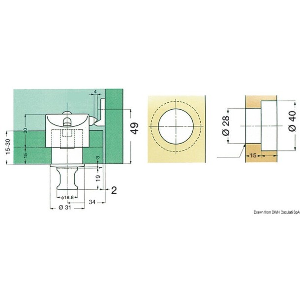 Poignée / serrure poussoir finition chromée.