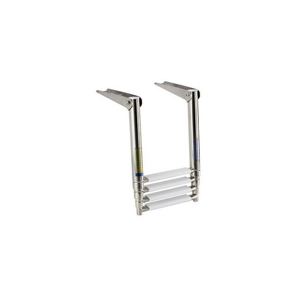 Echelle télescopique de plateforme Inox 4 marches - Large Echelle télescopique de plateforme Inox 4 marches - Large